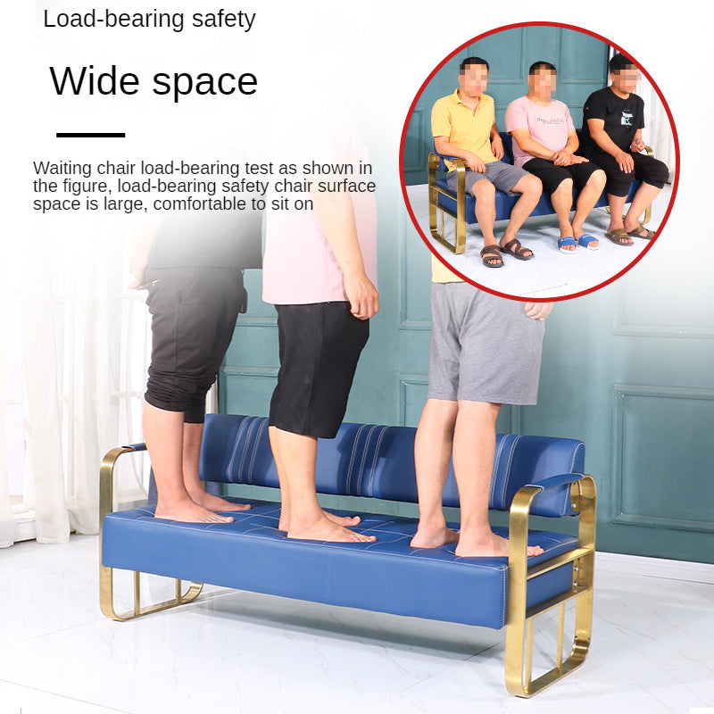 Stainless Steel Long Comfortable Armrest Design Waiting Chairs For Barber Nail Salon