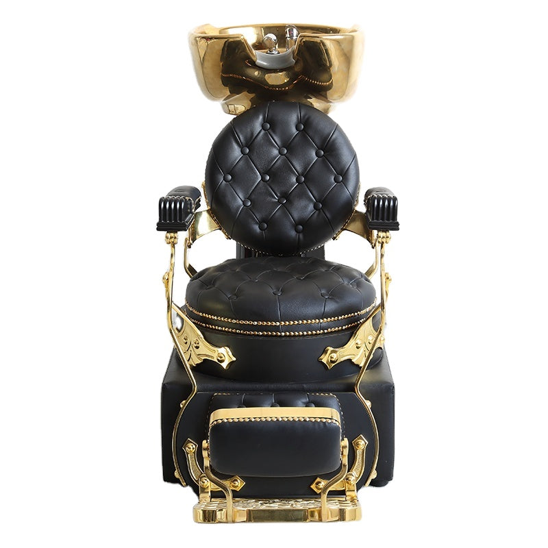 Luxury Gold Shampoo Chair Antique Wash Bed Hot Sale Hairdressing Furniture Custom Bowl Hair Salon Basin