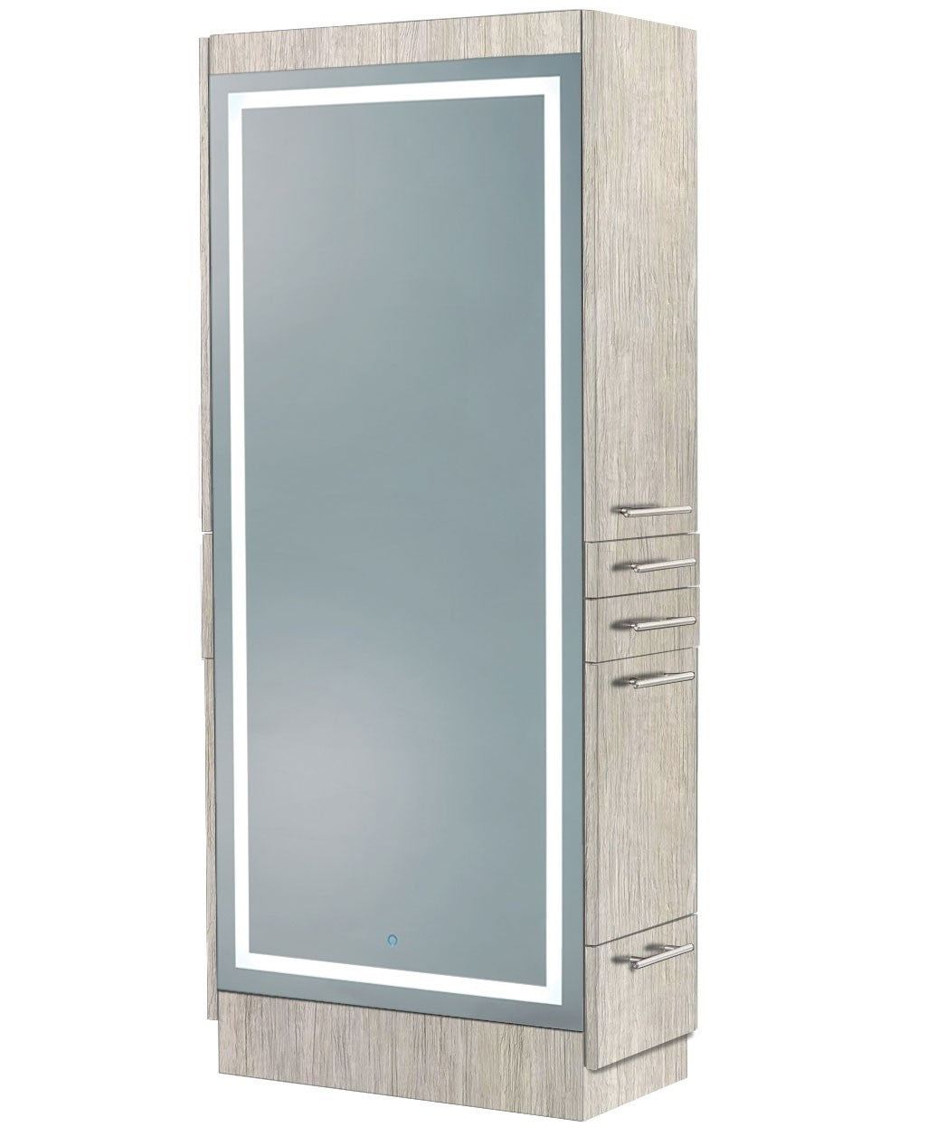 Hairdressing Hair Salon Double Sided Barber Mirror Station With Storage And Drawer