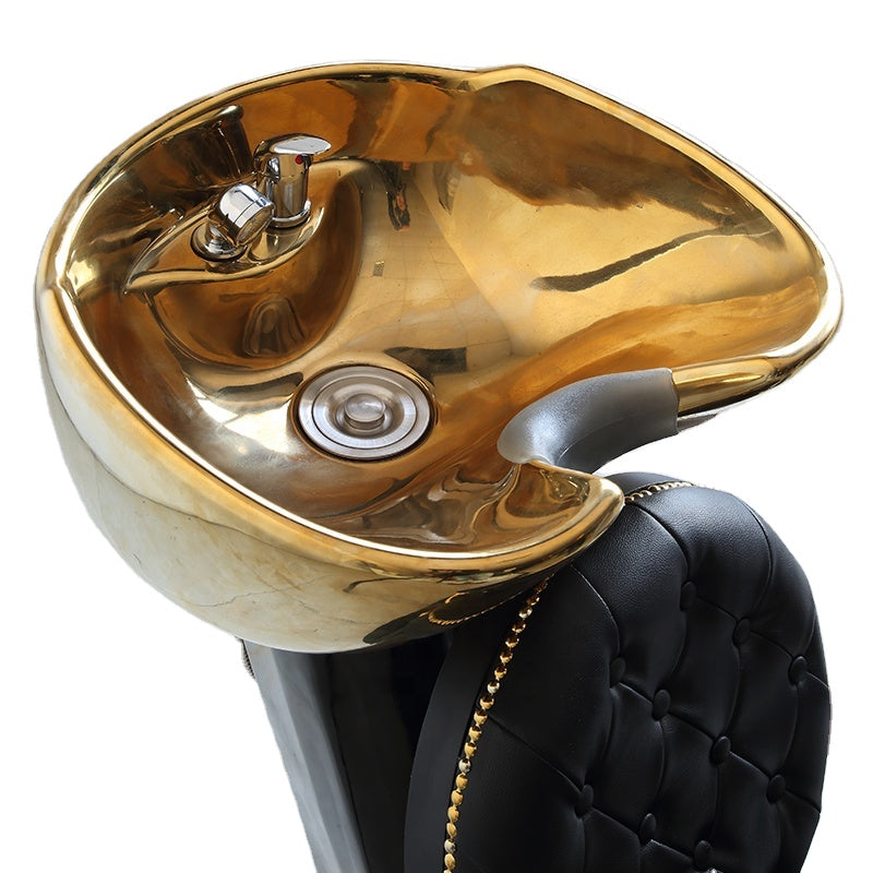 Luxury Gold Shampoo Chair Antique Wash Bed Hot Sale Hairdressing Furniture Custom Bowl Hair Salon Basin