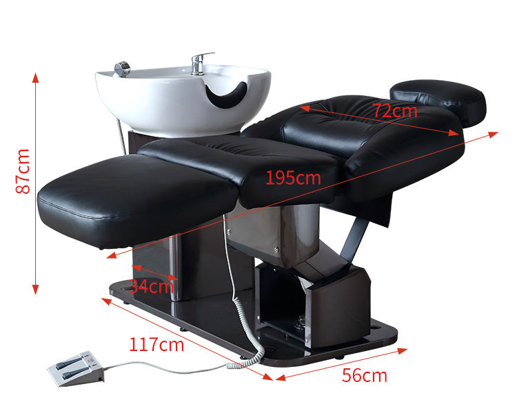 New Design Modern Barbershop Washing Bed Electric Massage Shampoo Chair With Full Body Massage