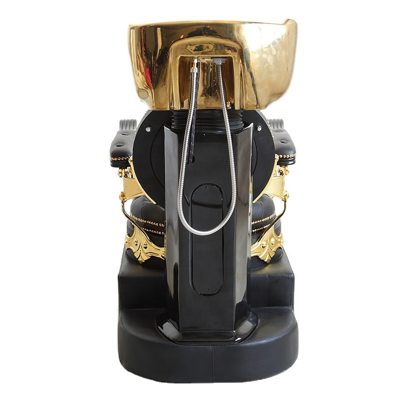 Luxury Gold Shampoo Chair Antique Wash Bed Hot Sale Hairdressing Furniture Custom Bowl Hair Salon Basin