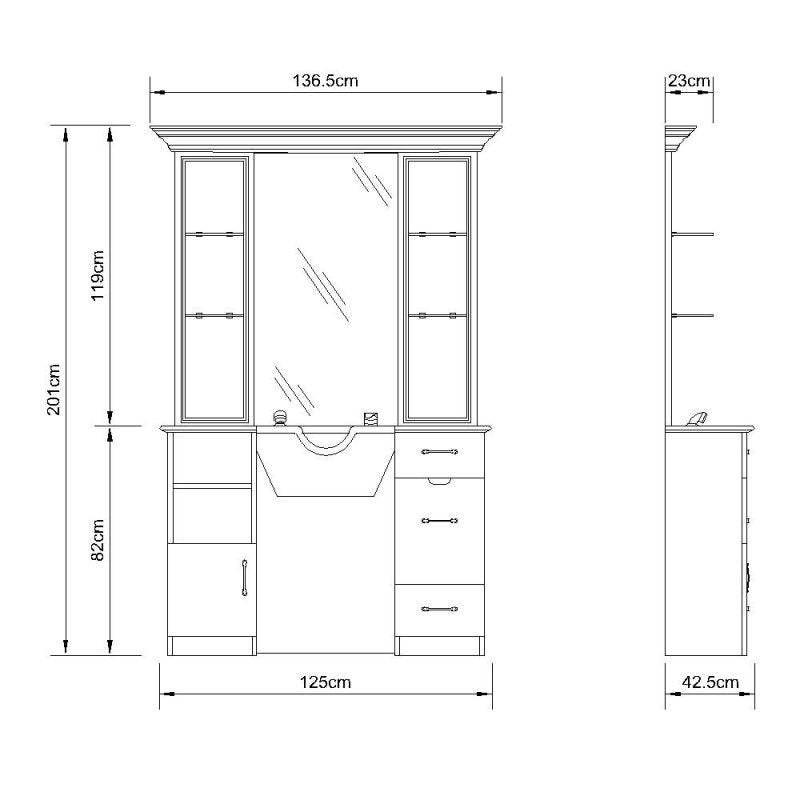 Professional Salon Furniture Barber Mirror Station