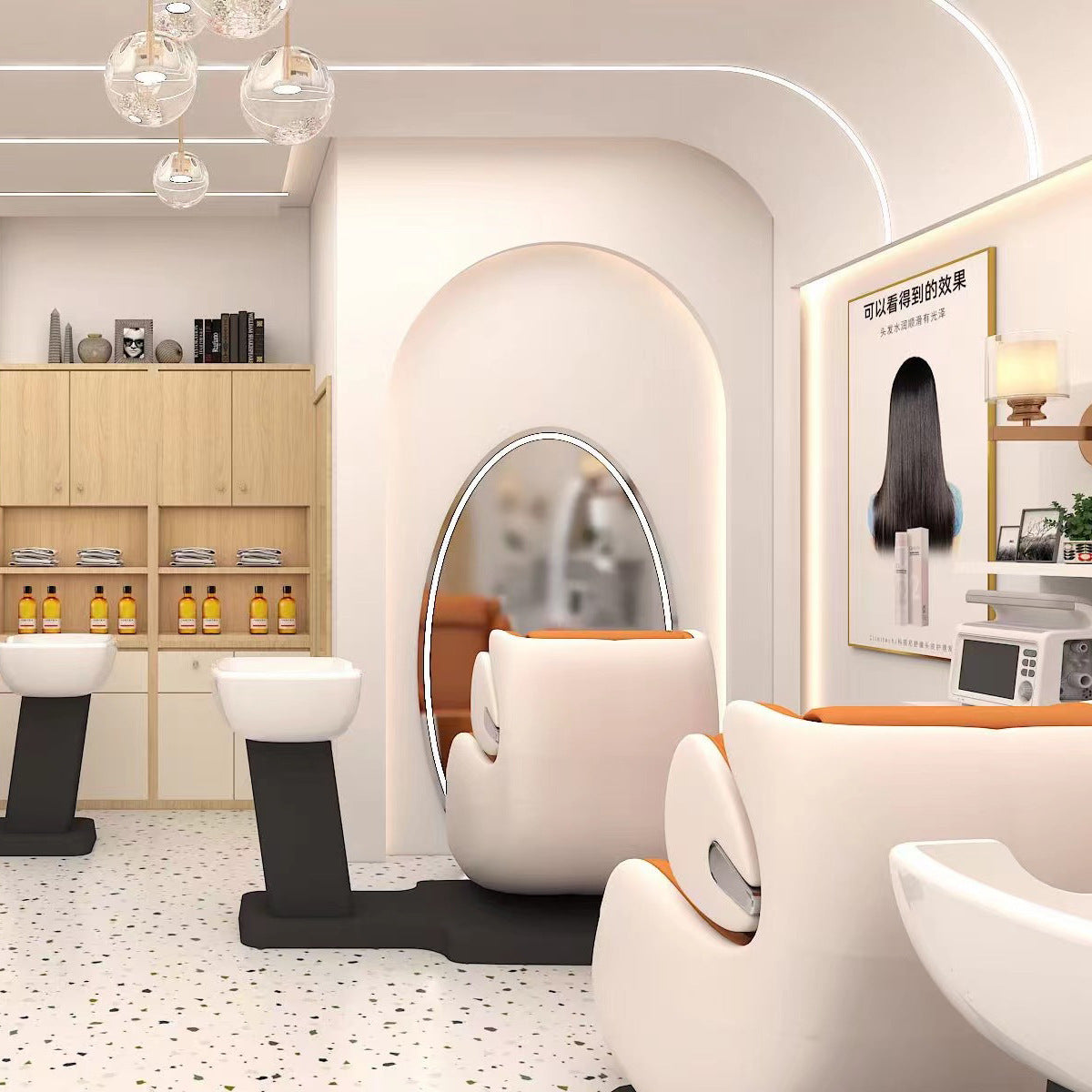 Lying Hot Sale Hair Salon Color Custom Comfortable Massage Furniture Shampoo Chair Washing Bed With