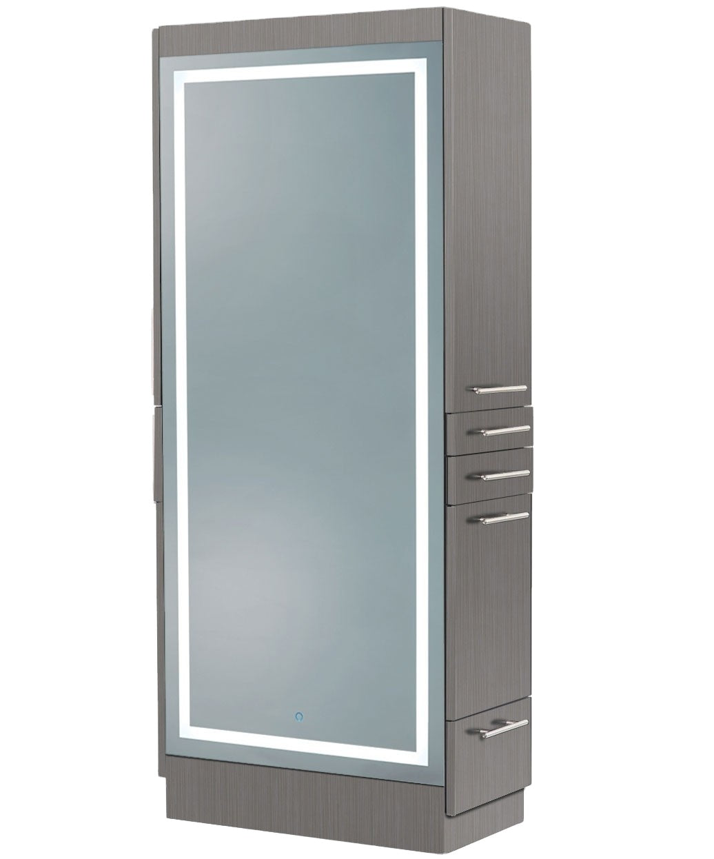 Hairdressing Hair Salon Double Sided Barber Mirror Station With Storage And Drawer