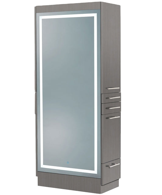 Hairdressing Hair Salon Double Sided Barber Mirror Station With Storage And Drawer