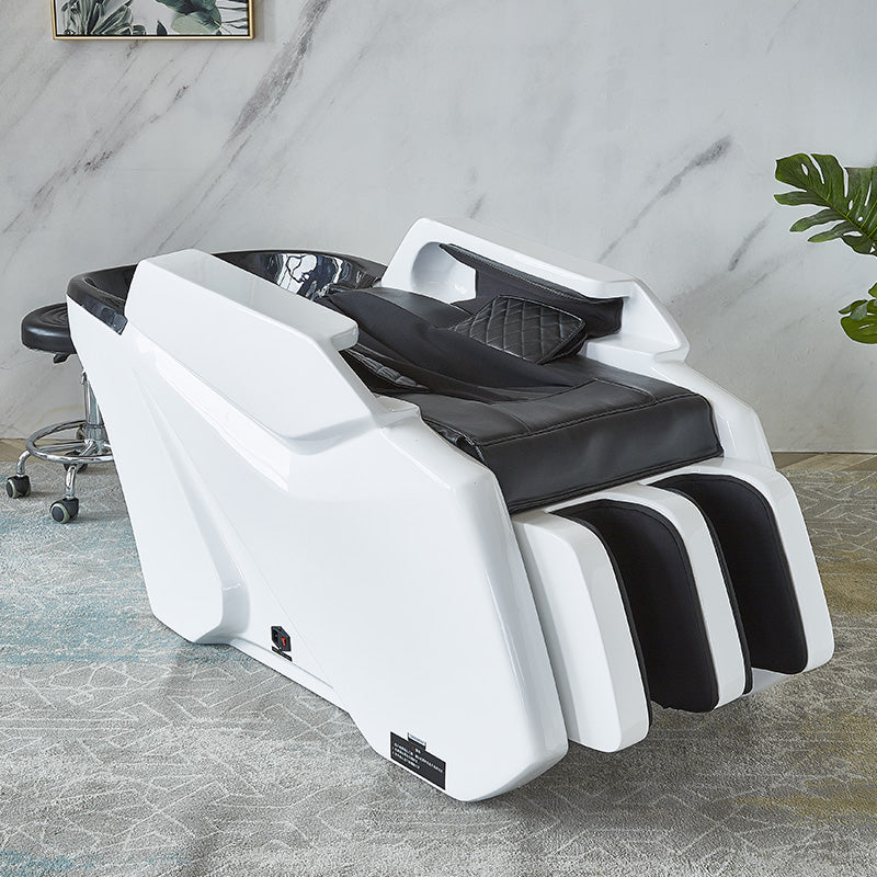 Modern Barber Shop Equipment White Black Fully Massage Shampoo Chair Hair Salon Furniture Hairdressing