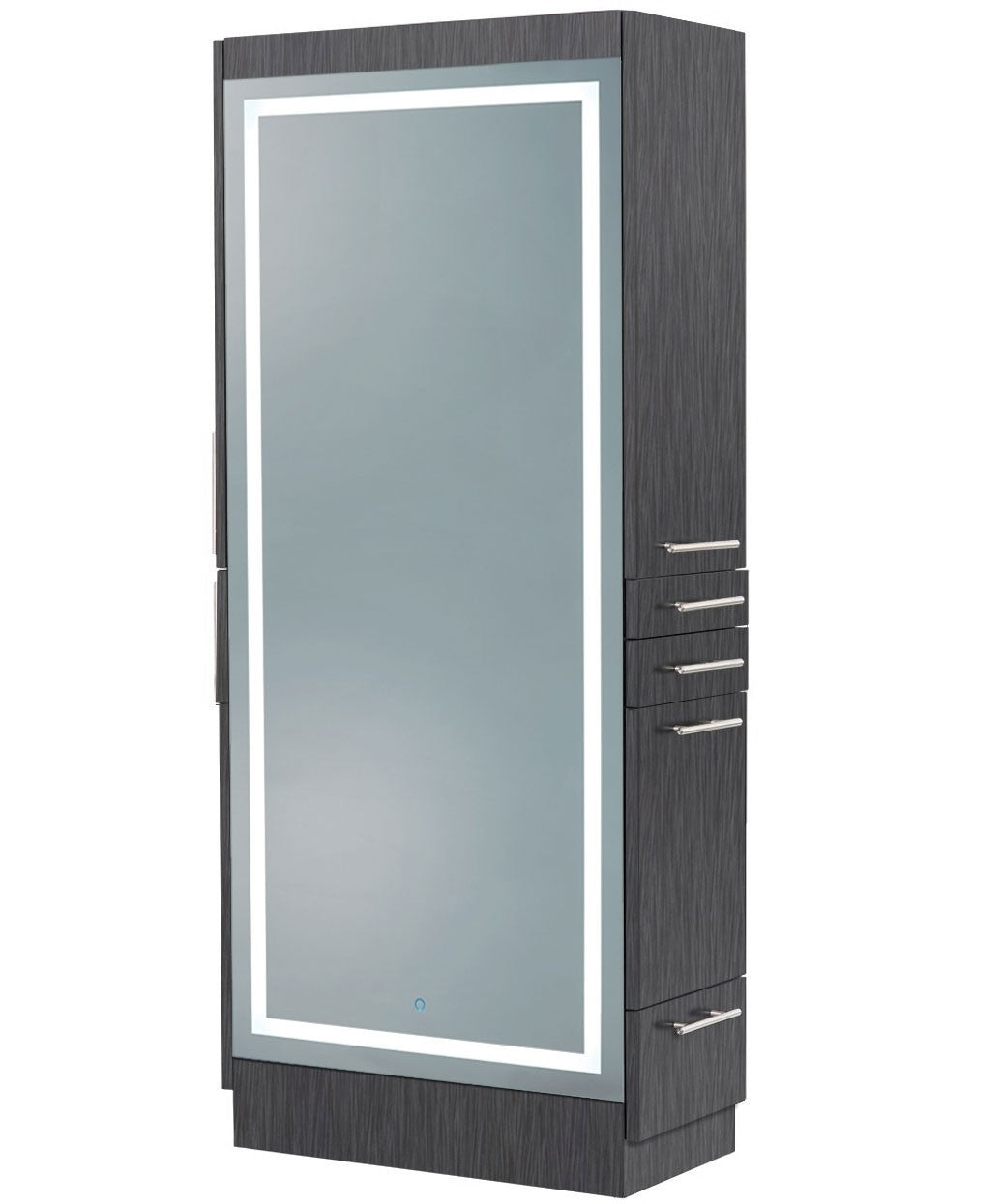 Hairdressing Hair Salon Double Sided Barber Mirror Station With Storage And Drawer