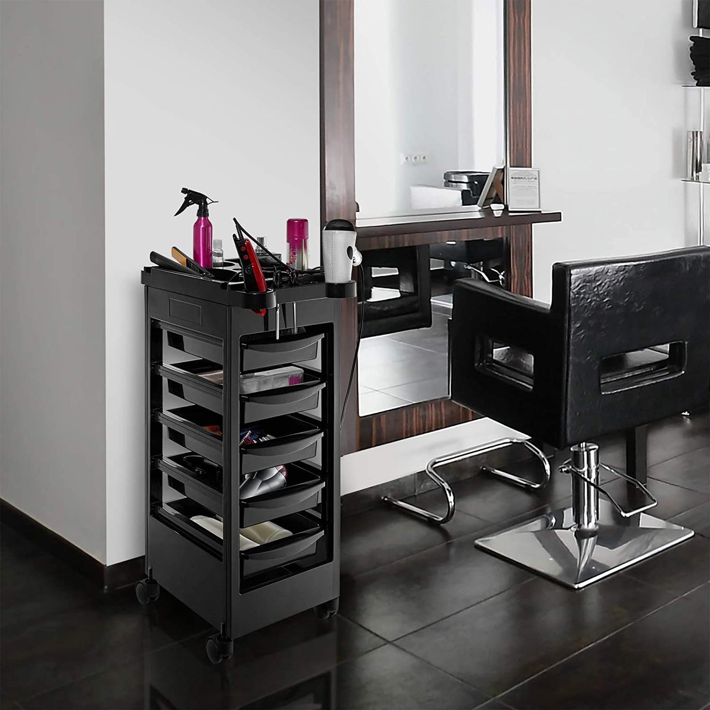 Hair Salon Tool Cart Multifunctional Tool Cabinet Beauty Barber Shop Hair Stylist Salon Trolley