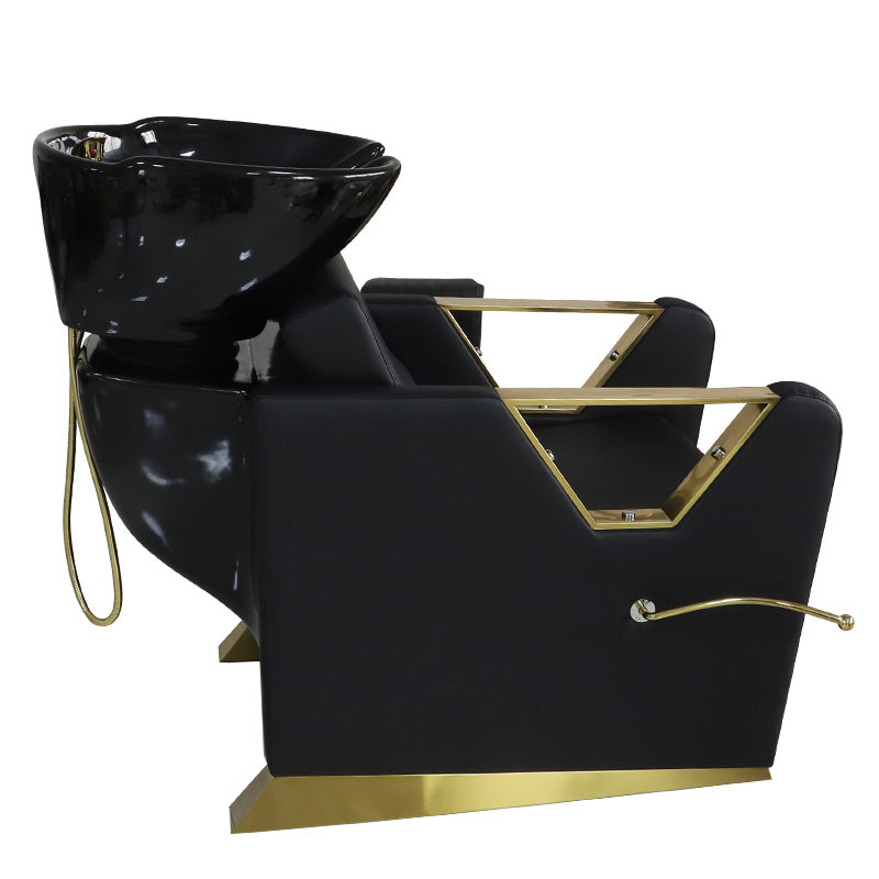 Cadiario Golden luxury high-end salon shampoo bed suitable for barber shop adjustable leg load 200KG