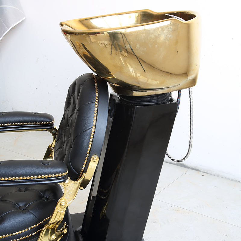Cadiario Luxury Silver Metal Seat Shampoo Chair PU Leather Customizable Color Leg Lift Application in Salon Barber Shop