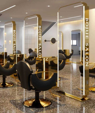 Cadiario Barber Shop Dedicated Double-sided Floor Mirror Stainless Steel Smart Lighting Salon Furniture Contemporary Can Be Customized