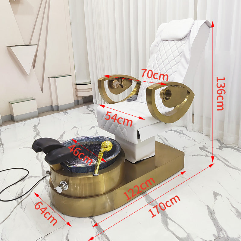 Cadiario Luxury metal gilded foot massage chair with golden base with rotatable arms and stretchable custom color