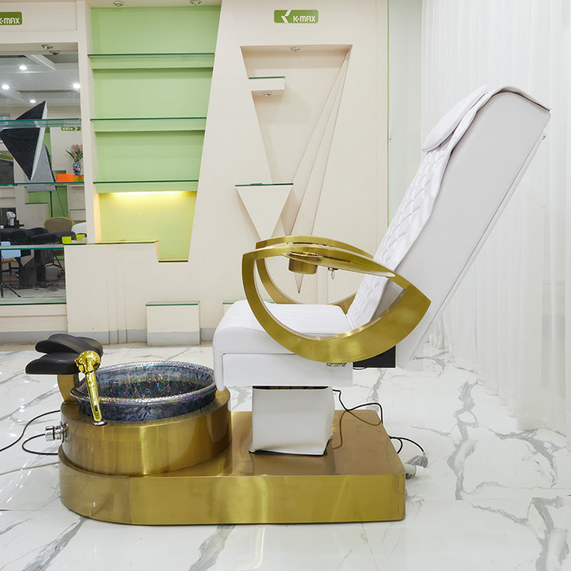 Cadiario Luxury metal gilded foot massage chair with golden base with rotatable arms and stretchable custom color