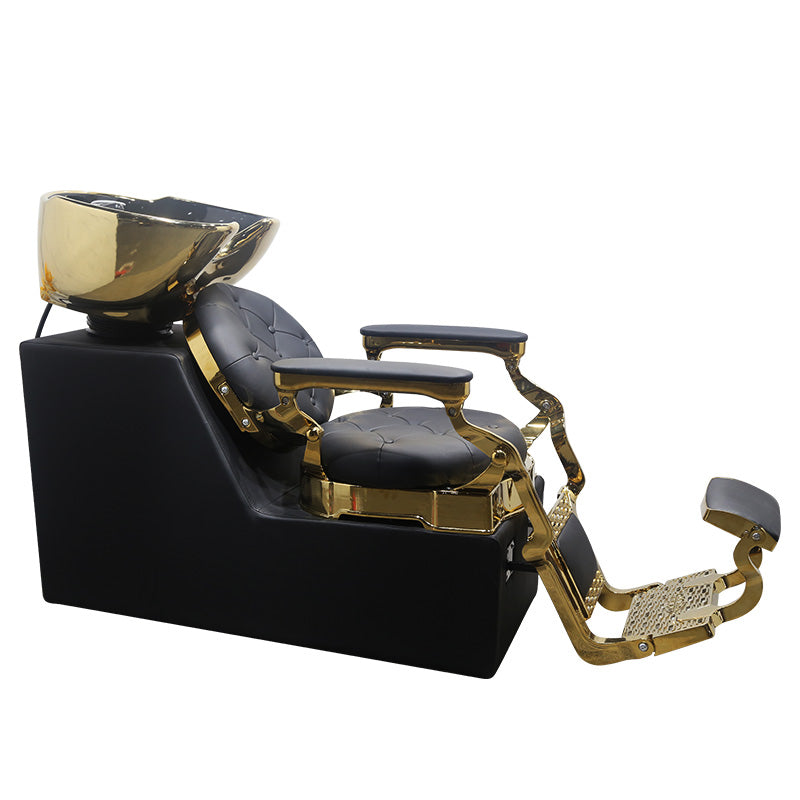 Cadiario Luxury Silver Metal Seat Shampoo Chair PU Leather Customizable Color Leg Lift Application in Salon Barber Shop