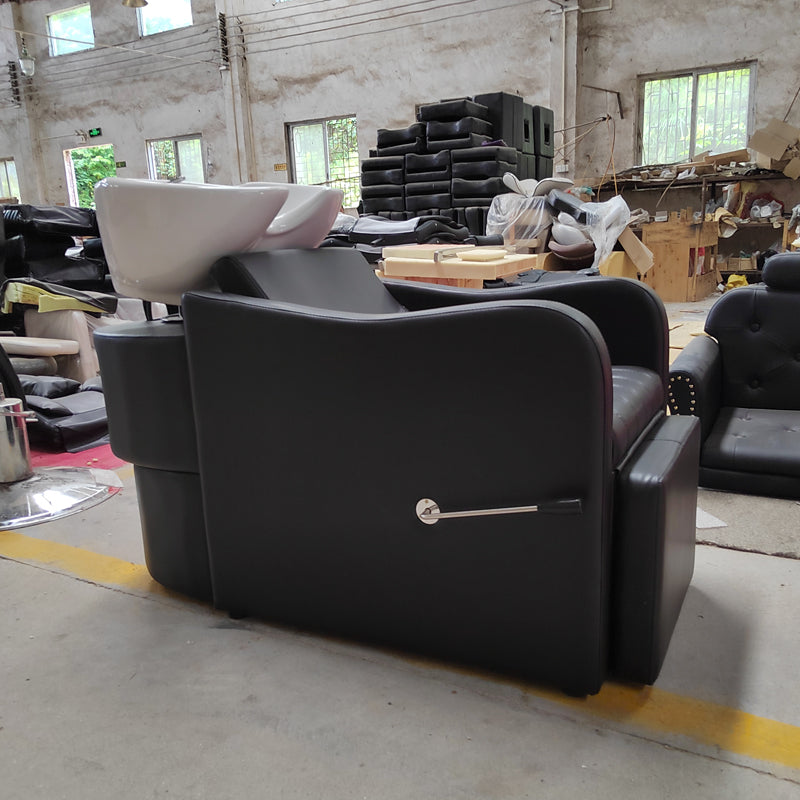 Cadiario Factory customized barber shop shampoo chair with leg adjustment matching magnetic head set