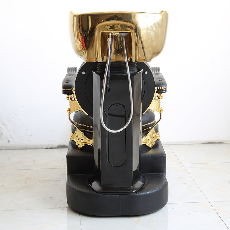 Cadiario Luxury Silver Metal Seat Shampoo Chair PU Leather Customizable Color Leg Lift Application in Salon Barber Shop