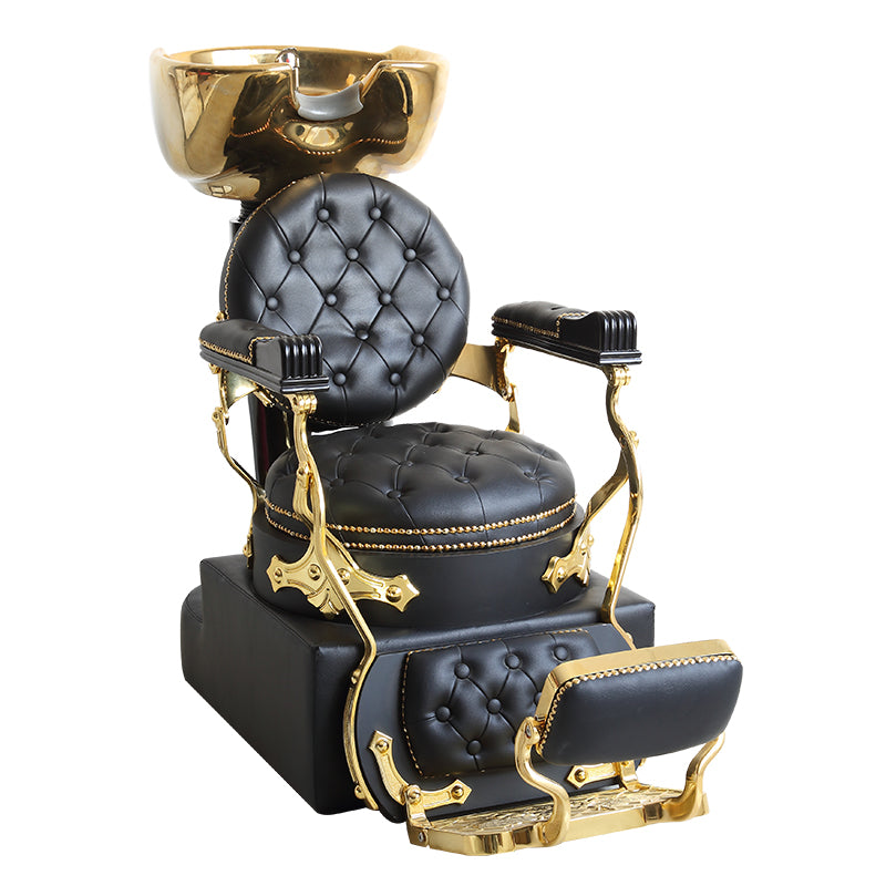 Cadiario Luxury Silver Metal Seat Shampoo Chair PU Leather Customizable Color Leg Lift Application in Salon Barber Shop