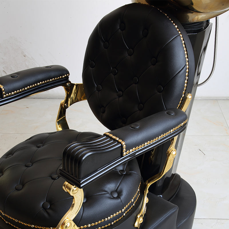 Cadiario Luxury Silver Metal Seat Shampoo Chair PU Leather Customizable Color Leg Lift Application in Salon Barber Shop