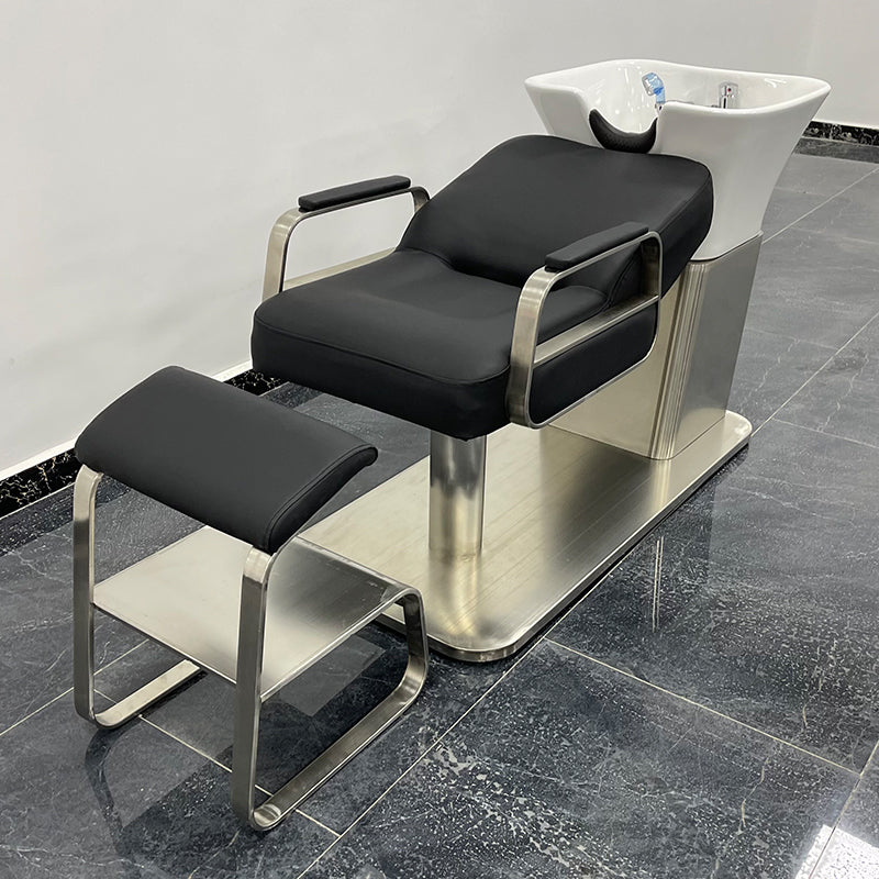 Cadiario Fully gold-plated simple shampoo chair white ceramic wash basin matching faucet shower