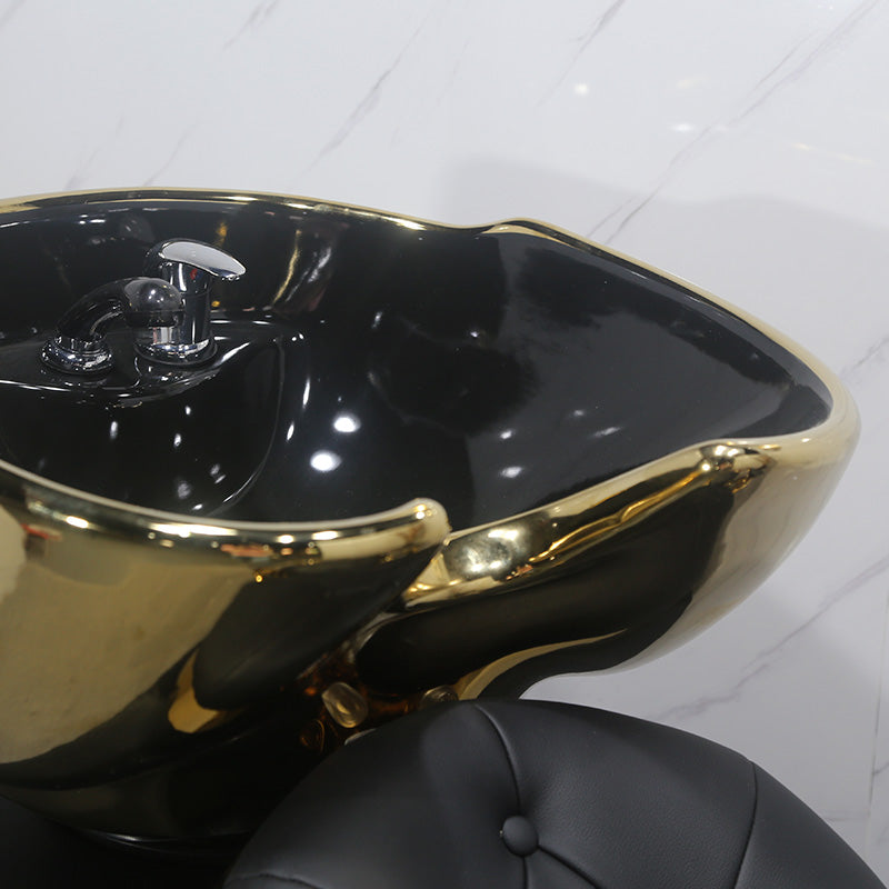 Cadiario Luxury Silver Metal Seat Shampoo Chair PU Leather Customizable Color Leg Lift Application in Salon Barber Shop