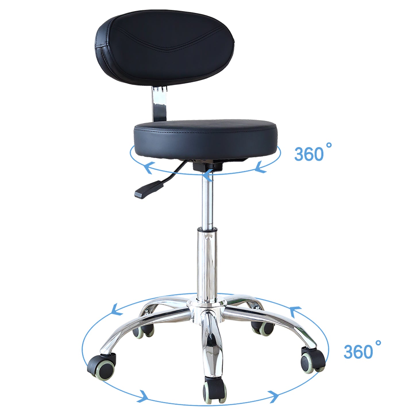 Cadiario Rolling Drafting Stool Chair with Backrest and Wheels,Black