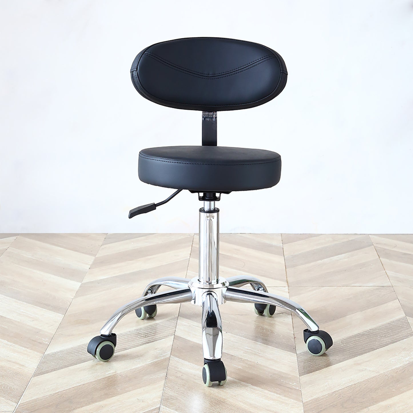 Cadiario Rolling Drafting Stool Chair with Backrest and Wheels,Black