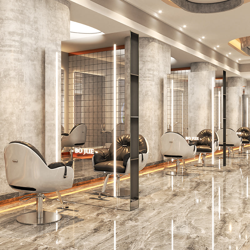 Cadiario The oval hairdressing mirror station has LED lamp gold-plated and silver-plated color options