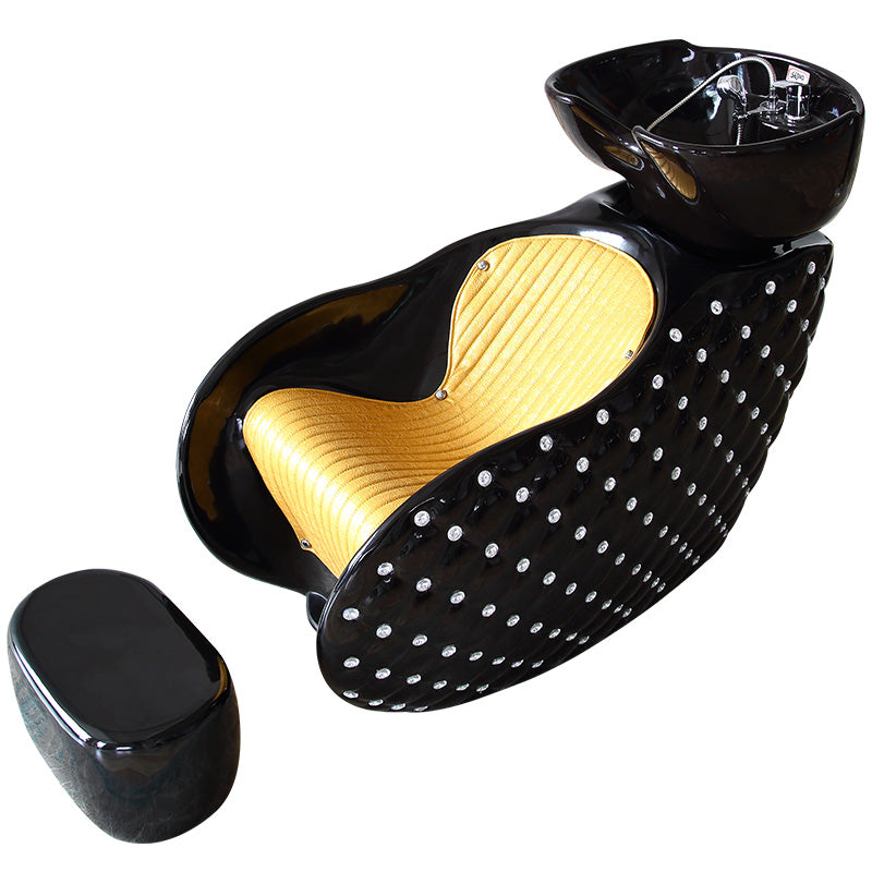 Cadiario New Shampoo Bed Manually Adjustable Ceramic Shampoo with Footrest