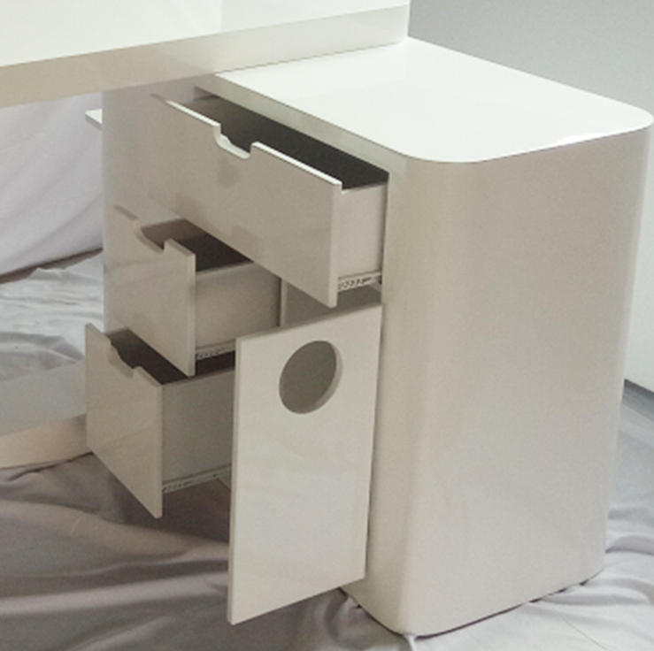 Cadiario Simple white manicure table with LED lights, extended lockers and vacuum cleaner