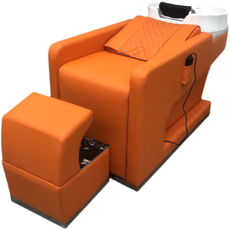 Cadiario The new orange style light luxury electric shampoo bed has a gold-plated pull-edge semi-lying design that can be massaged