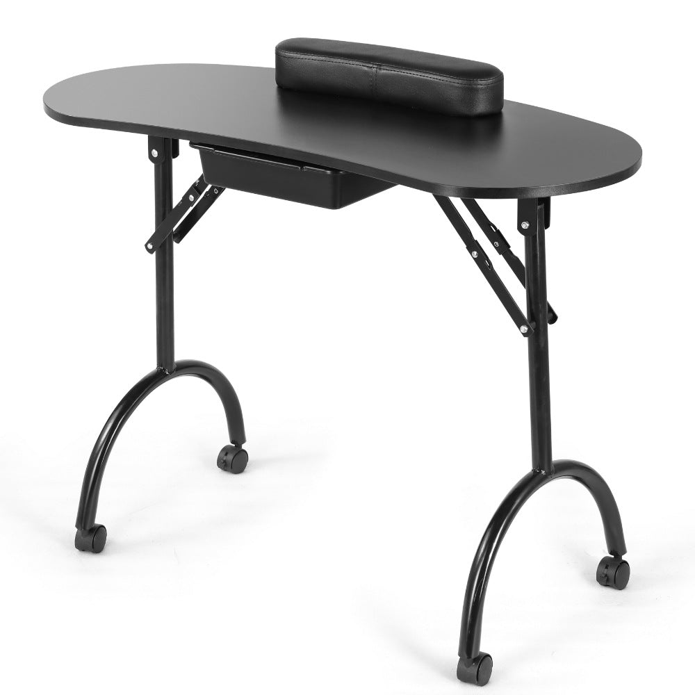 Cadiario White cheap solid wood folding nail table suitable for door-to-door nail service, light weight 50KG
