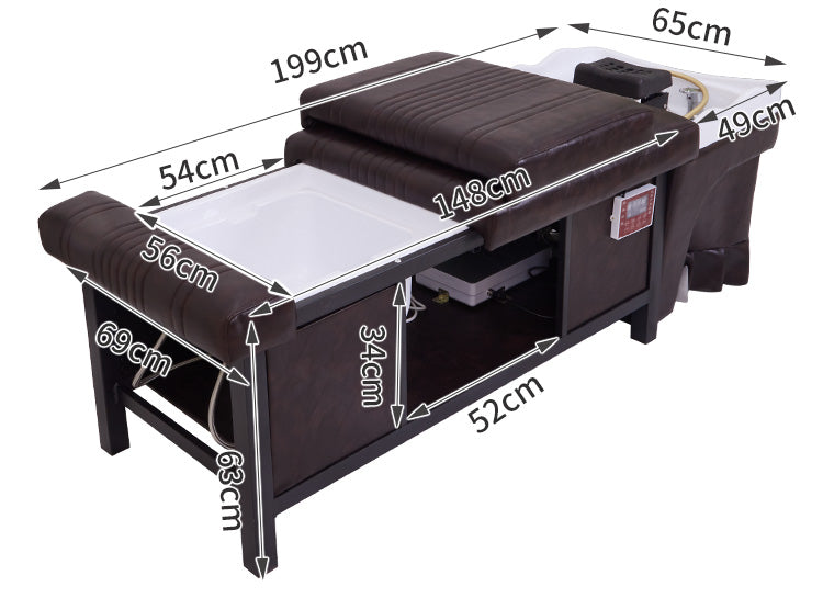 New shampoo chair and pedicure with foot basin, head and legs can be stretched