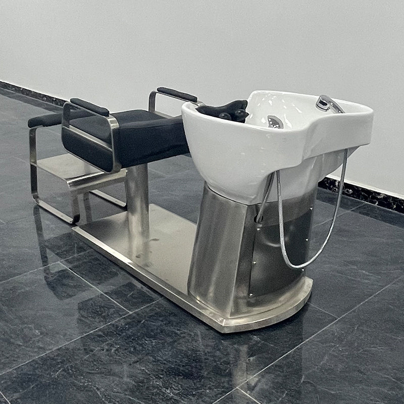 Cadiario Fully gold-plated simple shampoo chair white ceramic wash basin matching faucet shower