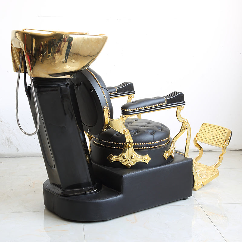 Cadiario Luxury Silver Metal Seat Shampoo Chair PU Leather Customizable Color Leg Lift Application in Salon Barber Shop