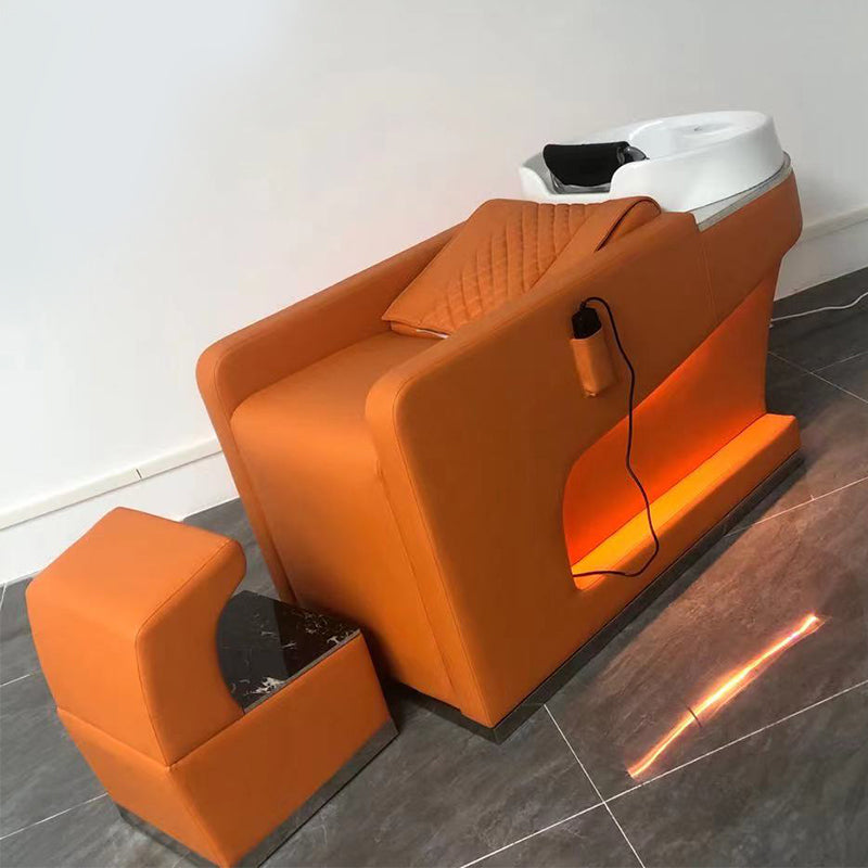 Cadiario The new orange style light luxury electric shampoo bed has a gold-plated pull-edge semi-lying design that can be massaged