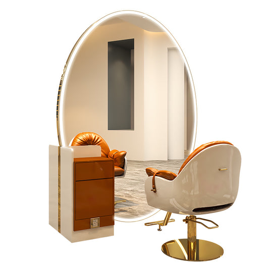 Luxury Makeup Salon Furniture Two Sides Hairdressing Styling Mirror Station With