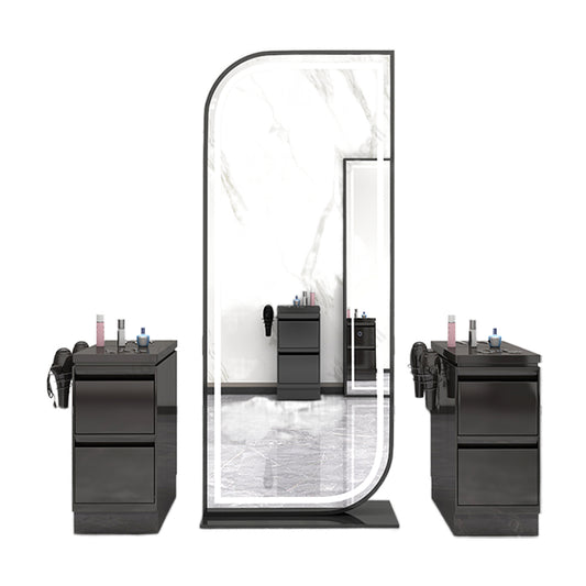 Salon Mirrors Double Sided Styling Mirror Station Hair Salon With Lights Salon Furniture Mirror Station