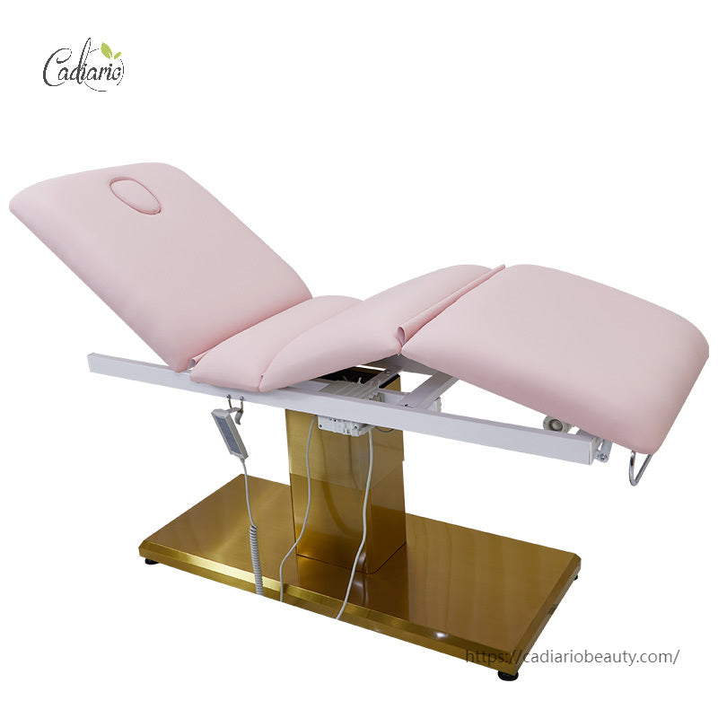 Cadiario pink three-motor beauty salon golden base electric massage bed face bed beauty spa for wholesaler