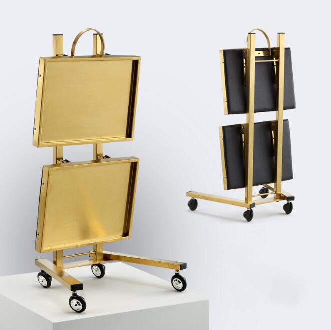 Cadiario Modern golden hair salon stainless steel beauty stool cart trolley for sale