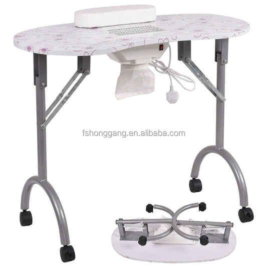 Cadiario White cheap solid wood folding nail table suitable for door-to-door nail service, light weight 50KG