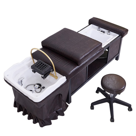 New shampoo chair and pedicure with foot basin, head and legs can be stretched