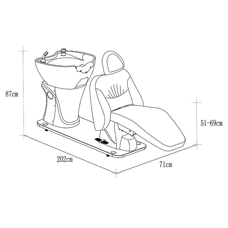 Cadiario Electric shampoo chair with sink, half-lying comfortable headrest, electric lift and height adjustable