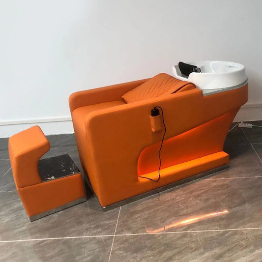 Cadiario The new orange style light luxury electric shampoo bed has a gold-plated pull-edge semi-lying design that can be massaged