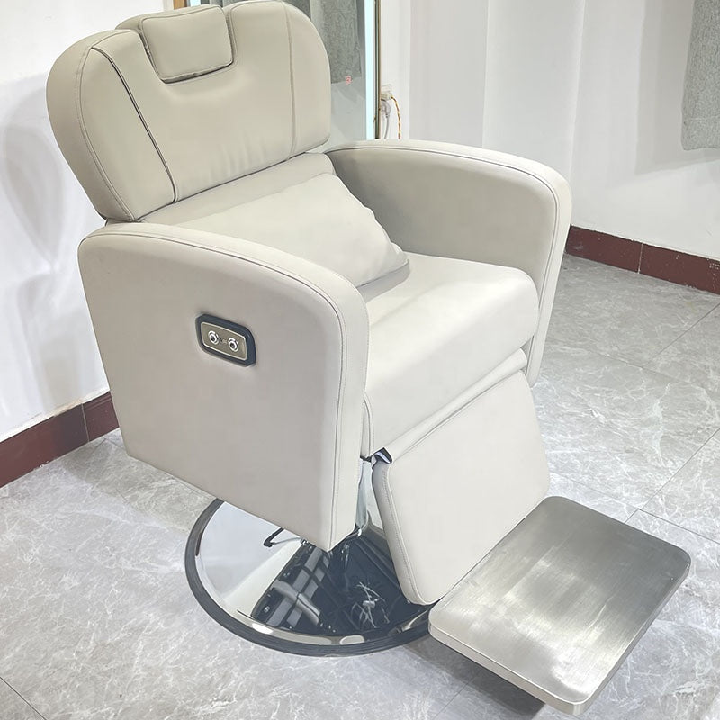 Cadiario Electric Barber Chair Salon Furniture Hydraulic Pump Metal Steel 3 Years Adjustable Contemporary Optional with Footrest 1 Pcs