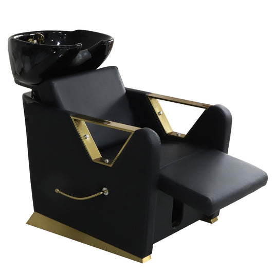 Cadiario Golden luxury high-end salon shampoo bed suitable for barber shop adjustable leg load 200KG