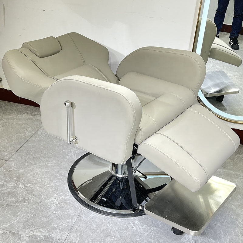 Cadiario Electric Barber Chair Salon Furniture Hydraulic Pump Metal Steel 3 Years Adjustable Contemporary Optional with Footrest 1 Pcs