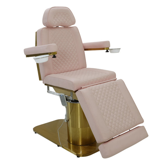 Cadiario Four-motor 360-degree rotating high-end massage bed head adjustable golden stainless steel base pink