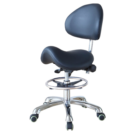 Saddle Stool Rolling Chair with Back Support Ergonomic Seat Hydraulic Adjustable with Footrest