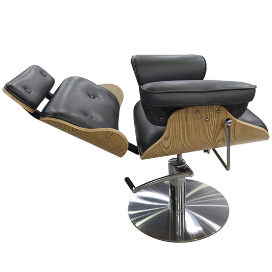 Cadiario Reversible Small Barber Chair Salons and Barber Shops. Reinforced Pump Suitable for Modern Can Bear 200KG Salon Furniture Brown